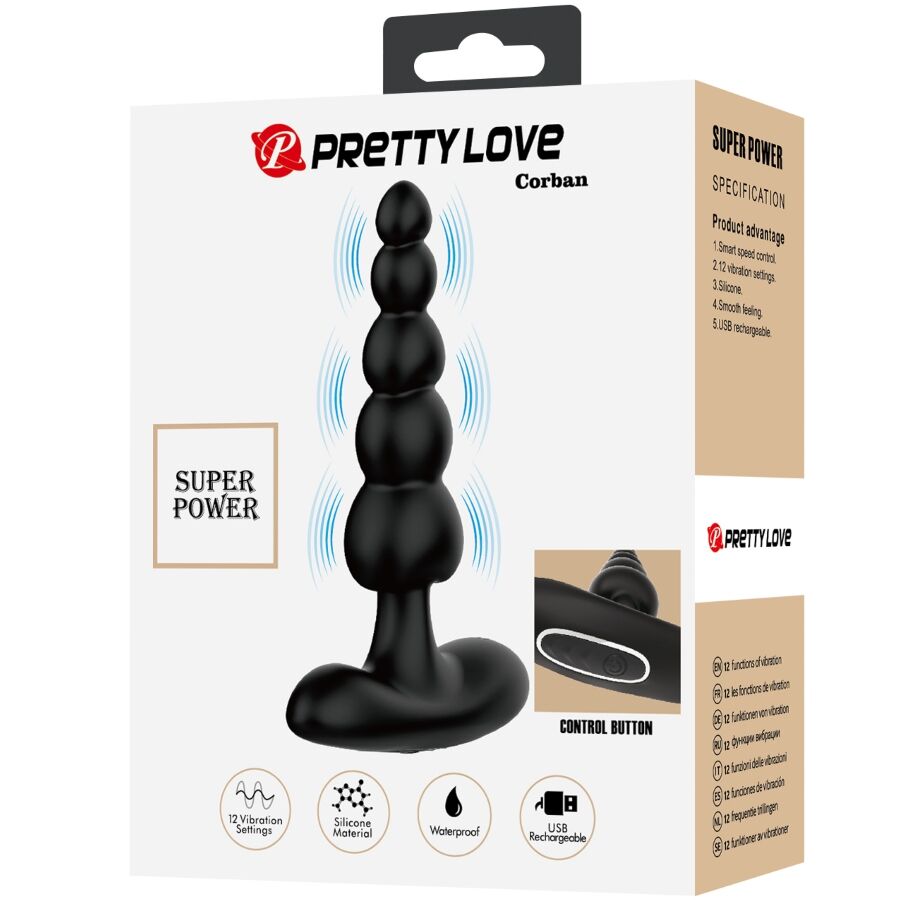 PRETTY LOVE - CORBAN ANAL Sinnliches Gerät 10 VIBRATIONEN SCHWARZ