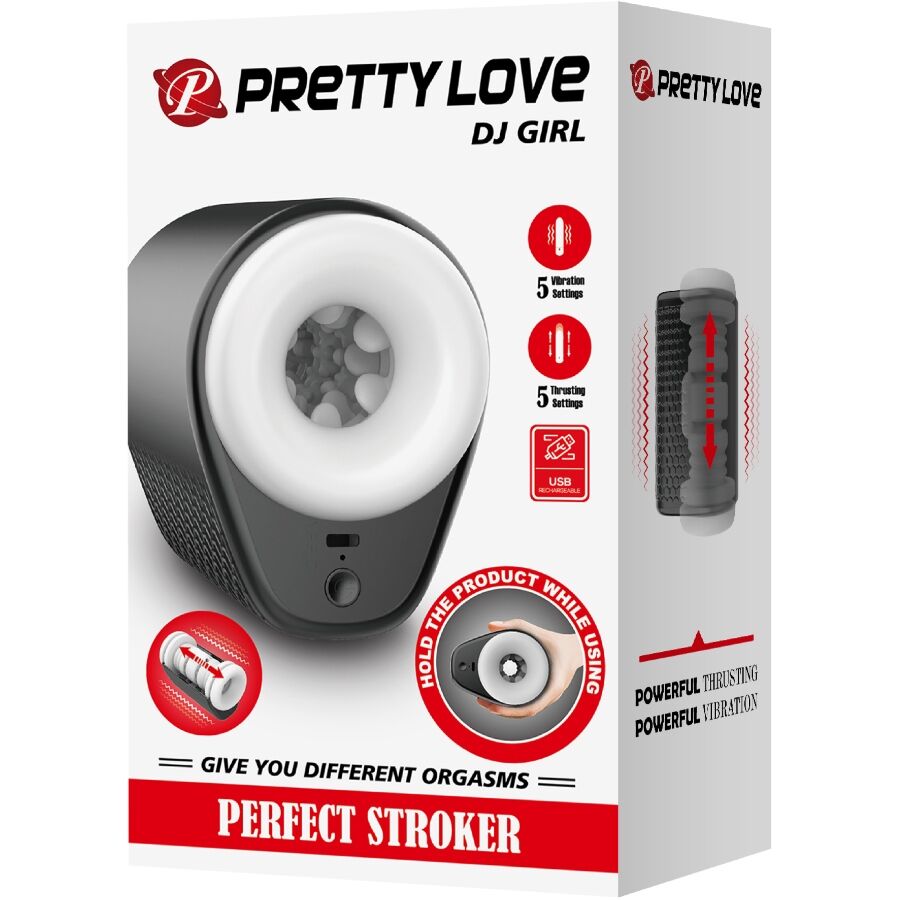 PRETTY LOVE – DJ GIRL MÄNNLICHER MASTURBATOR MIT VIBRATION 5 EINSTELLUNGEN SCHWARZ