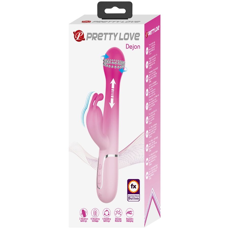 PRETTY LOVE - DEJON 3 IN 1 MULTIFUNCTION RABBIT Sensory Device PINK