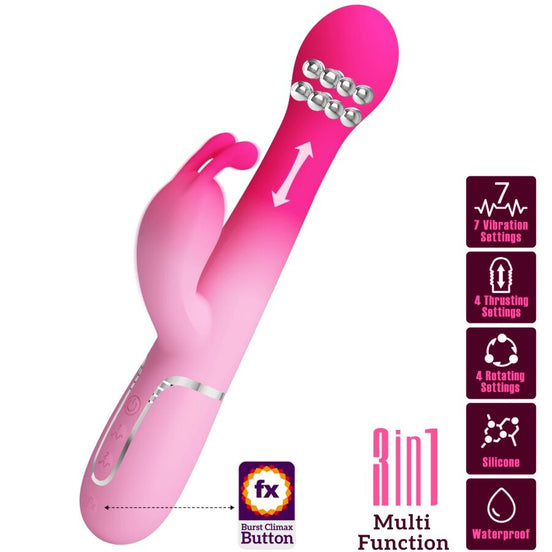 PRETTY LOVE - DEJON 3 IN 1 MULTIFUNCTION RABBIT Sensory Device PINK