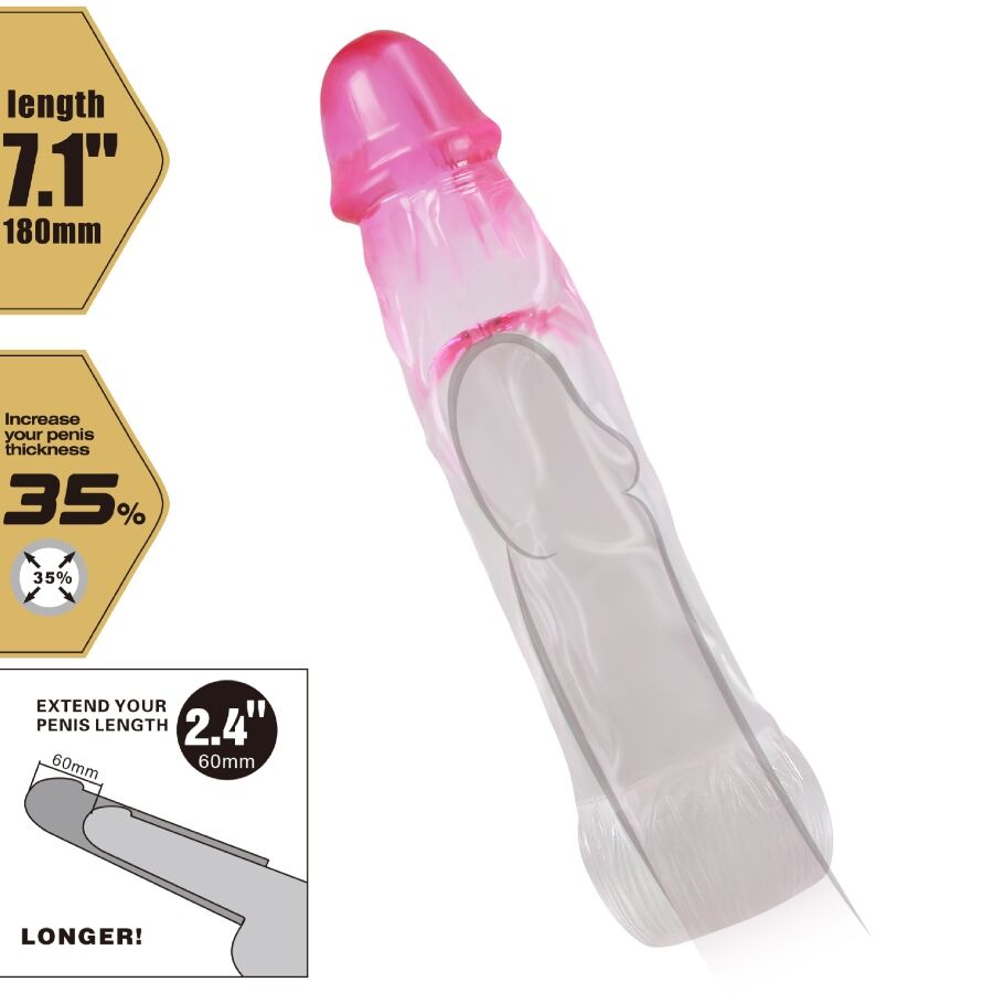 PRETTY LOVE - NERON REALISTISCHE 6 CM VERGRÖSSERUNGSHÜLSE FÜR PENIS ROSA