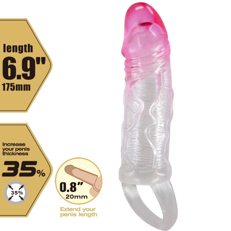 PRETTY LOVE - ODES REALISTISCHE 2 CM VERGRÖSSERUNGSHÜLLE FÜR PENIS PINK