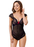 LIVCO CORSETTI FASHION - EVELYN LC 20243 BODY WITH LACE TRIMMING AND TRANSPARENCIES BLACK S/M