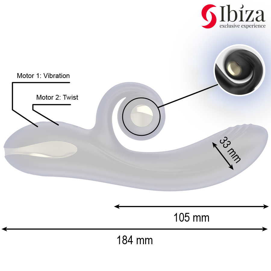 IBIZA - TWISTER Sensory Device WITH CURVE STIMULATOR AND VIBRO-ROTATION