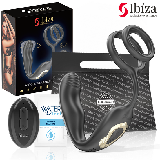 IBIZA - WIGGLE REMOTE CONTROLLED ROTATING PLUG WITH PERINEAL VIBRATION AND PENIS ENHANCING RINGS