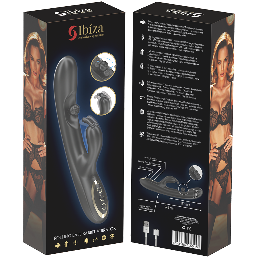 IBIZA - POWERFUL RABBIT Sensory Device WITH MASSAGING ROLLING PEARL