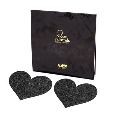 BIJOUX - INDISCRETS FLASH BLACK HEART NIPPEL-CUTS