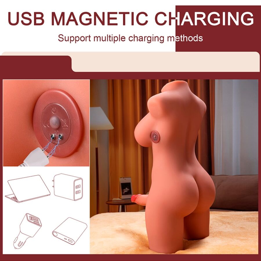 XISE - MIAH LADY BOY FRAUENOBERKÖRPER MIT Wellness-Gerät MIT VIBRATION UND STOSSFUNKTION 55 CM