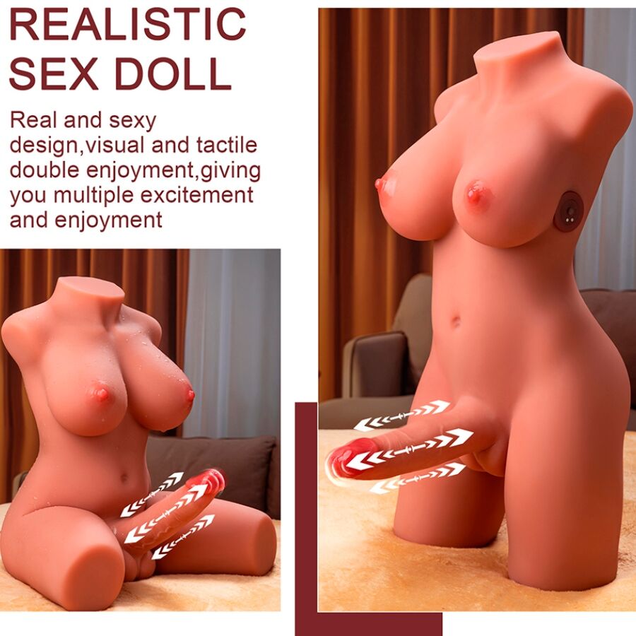 XISE - MIAH LADY BOY FRAUENOBERKÖRPER MIT Wellness-Gerät MIT VIBRATION UND STOSSFUNKTION 55 CM