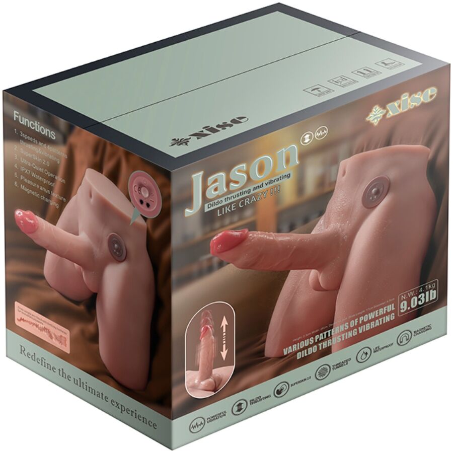 XISE - JASON REALISTIC Wellness Device MASTURBATOR WITH THRUSTING AND VIBRATION 17 CM