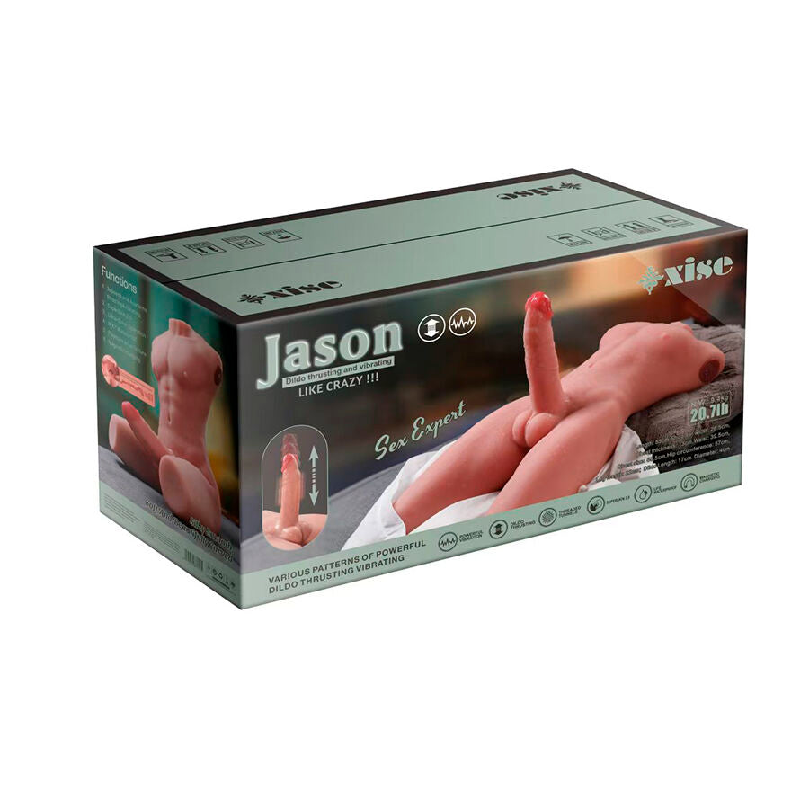 XISE - JASON HALBKÖRPER REALISTISCHER MÄNNLICHER TORSO MIT SCHUB- UND VIBRATIONSFUNKTION 55 CM