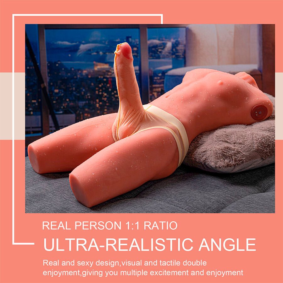 XISE - JASON HALBKÖRPER REALISTISCHER MÄNNLICHER TORSO MIT SCHUB- UND VIBRATIONSFUNKTION 55 CM