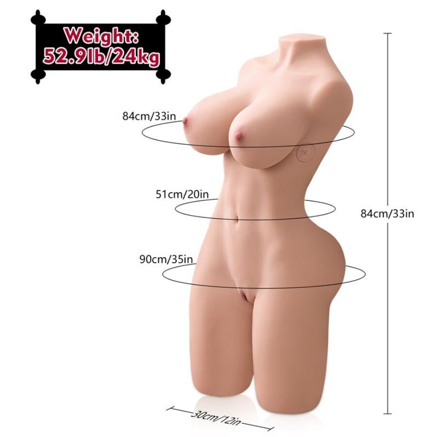 XISE - ERICA REALISTISCHER RUMPF MIT STOSSBEWEGUNG UND WEIBLICHER VIBRATION 84 CM