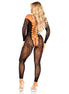 LEG AVENUE - BODYSTRUMPF MIT OFFENEM SCHRITT AUS EXOTISCHER SCHLANGENSPITZE SCHWARZ