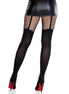 LEG AVENUE - GARTER BELT EFFECT TIGHTS WITH LACE DETAIL BLACK