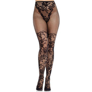 LEG AVENUE - DAHLIA SPITZENSTRÜMPFE MIT NETZ-DETAIL SCHWARZ