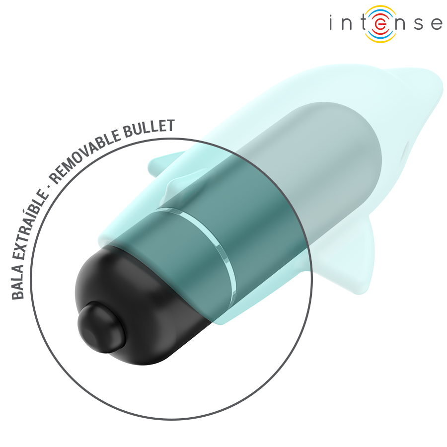 INTENSE - ECHO VIBRATING BULLET DOLPHIN BLUE 8 X 4.7 CM