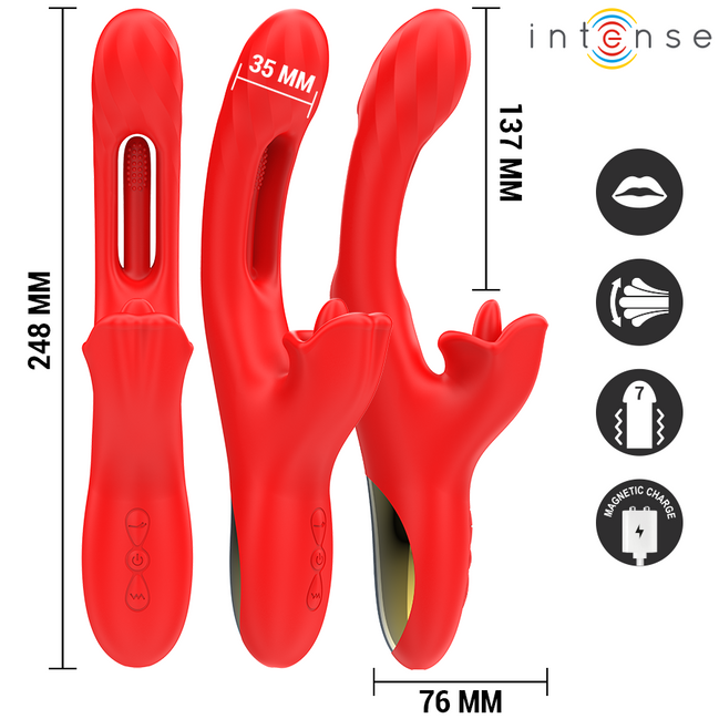 INTENSE - JESSICA MULTIFUNCTION Sensory Device CLITORIS STIMULATION 24.8 CM RED