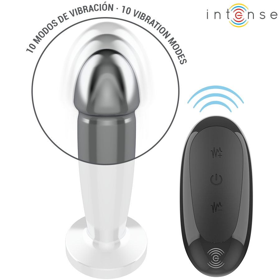 INTENSE - ANAL PLUG 10 VIBRATIONS METAL Wellness Device WITH REMOTE CONTROL S