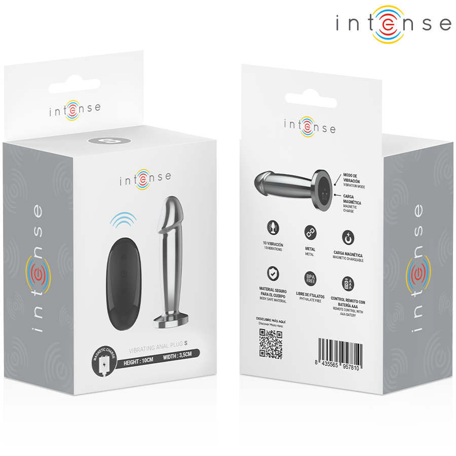 INTENSE - ANAL PLUG 10 VIBRATIONS METAL Wellness Device WITH REMOTE CONTROL S