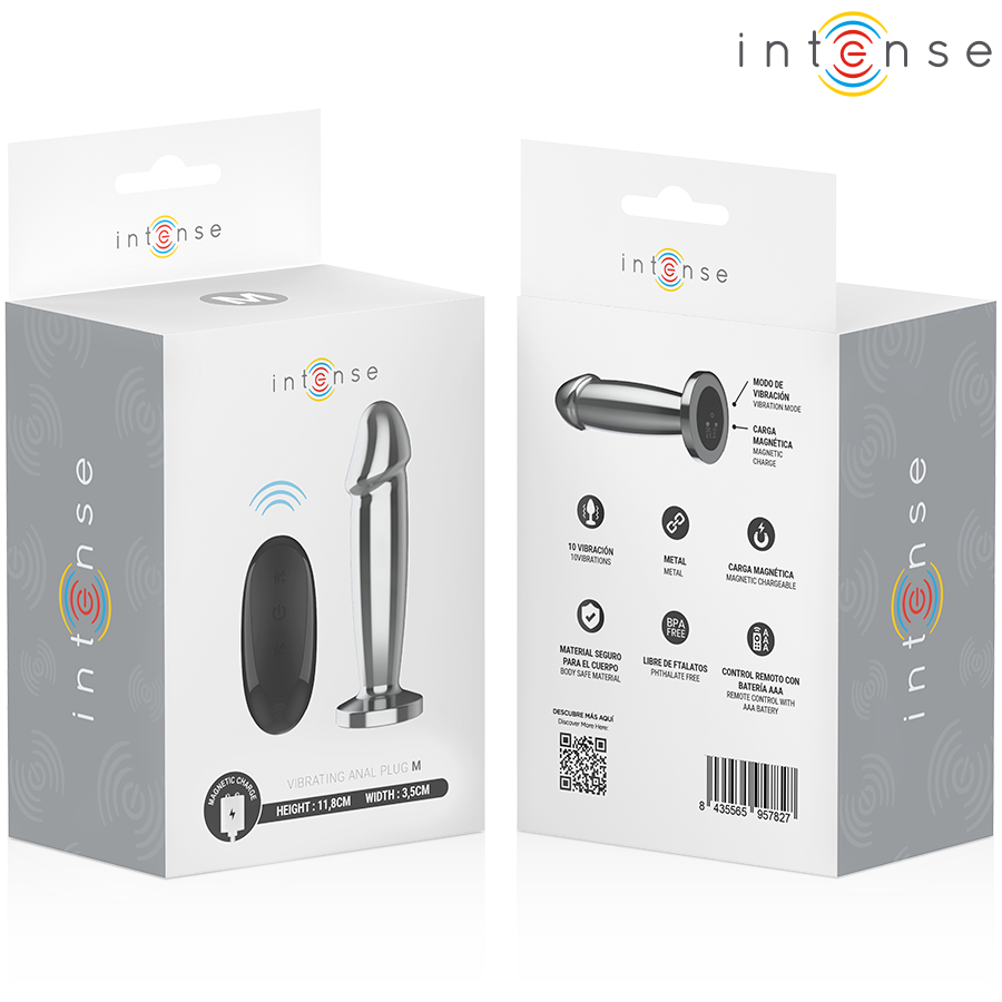 INTENSE - ANAL PLUG 10 VIBRATIONS METAL Wellness Device WITH REMOTE CONTROL M