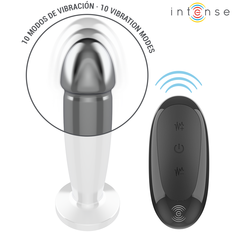 INTENSE - ANAL PLUG 10 VIBRATIONS METAL Wellness Device WITH REMOTE CONTROL M