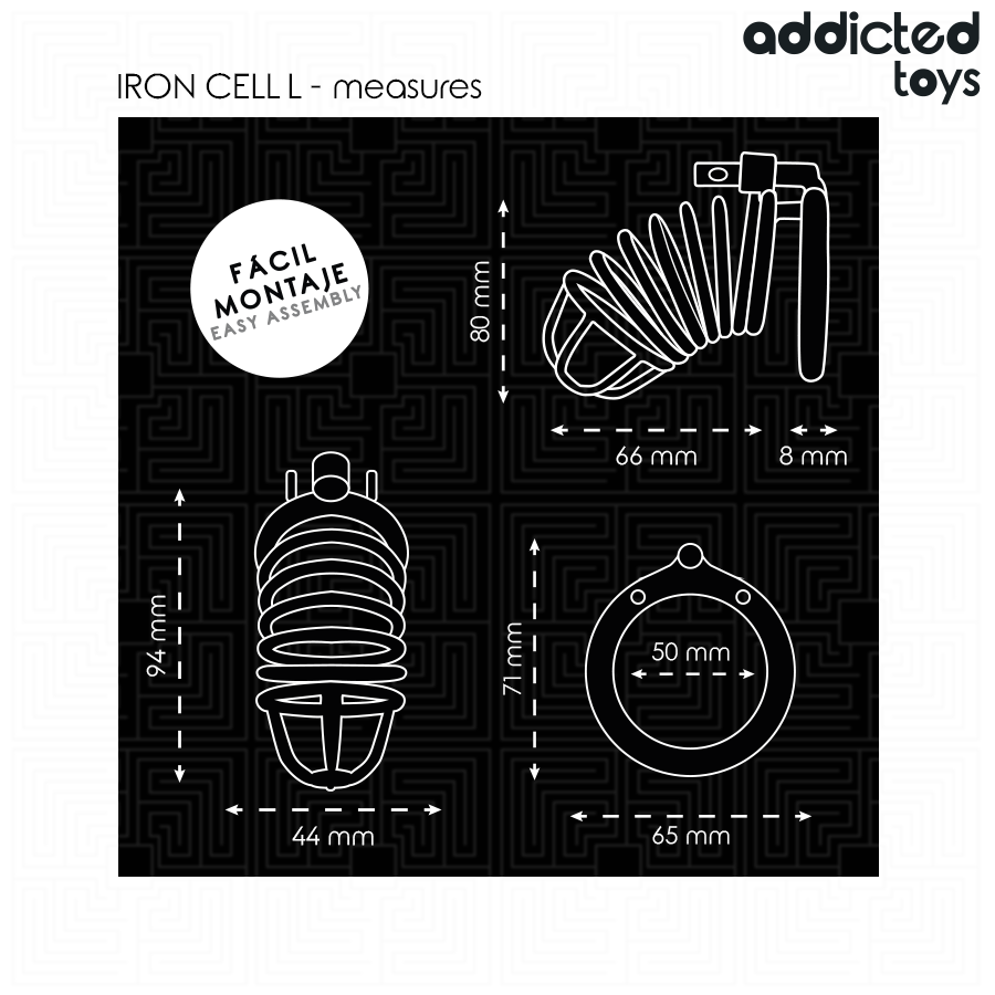 ADDICTED TOYS LOCKED - EISENZELL METALL PENISKÄFIG 5 CM GRÖSSE L