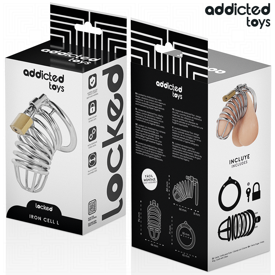ADDICTED TOYS LOCKED - EISENZELL METALL PENISKÄFIG 5 CM GRÖSSE L
