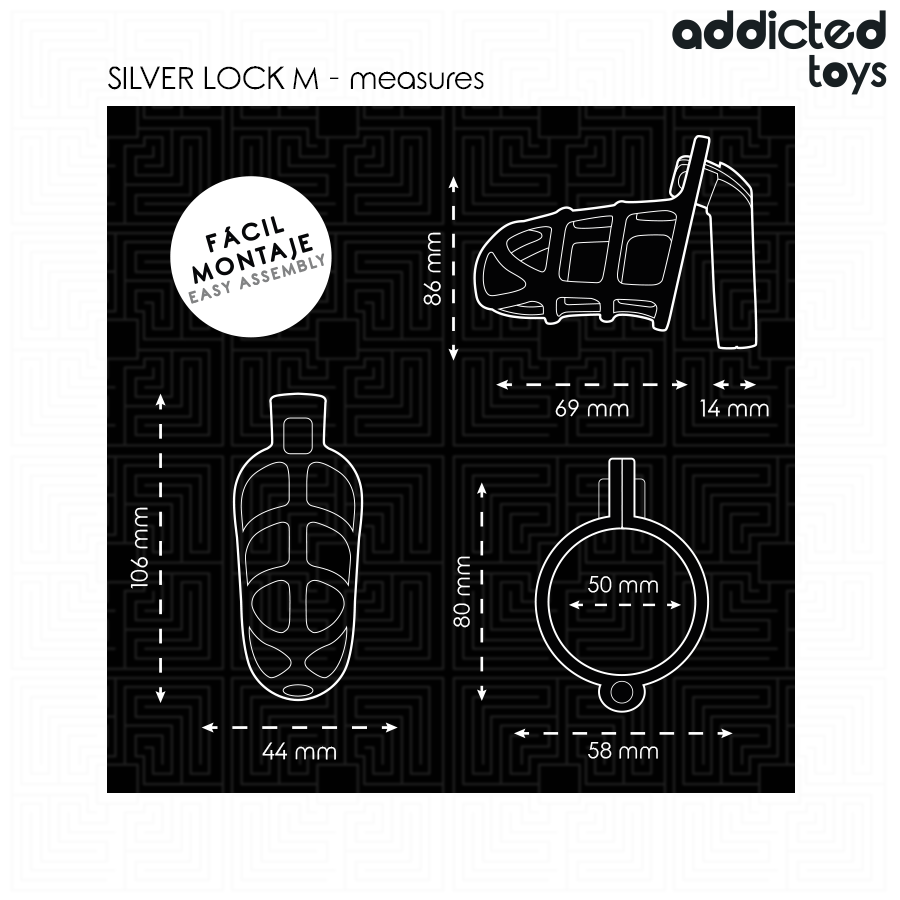 ADDICTED TOYS GESPERRT - SILBERNES PENISKÄFIG METALL GRÖSSE M