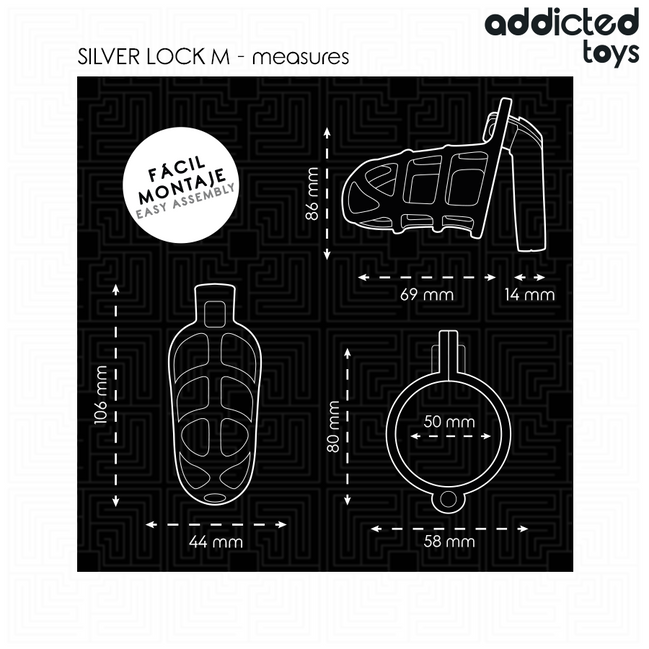 ADDICTED TOYS GESPERRT - SILBERNES PENISKÄFIG METALL GRÖSSE M