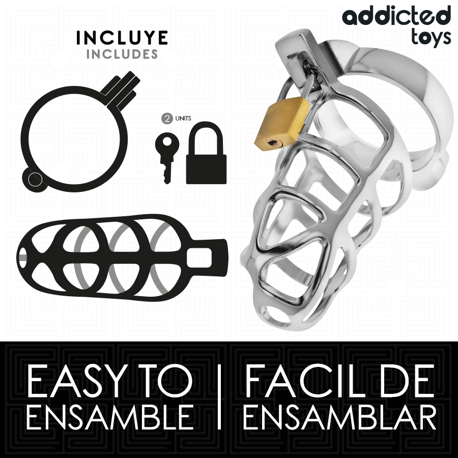ADDICTED TOYS GESPERRT - SILBERNES PENISKÄFIG METALL GRÖSSE M