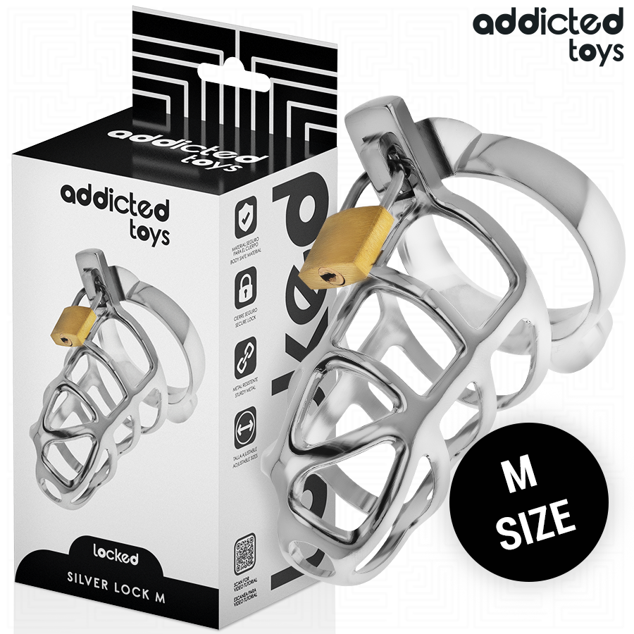 ADDICTED TOYS GESPERRT - SILBERNES PENISKÄFIG METALL GRÖSSE M
