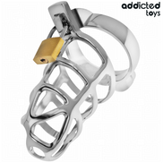 ADDICTED TOYS LOCKED - SILBERNES METALL PENIS KÄFIG GRÖSSE S