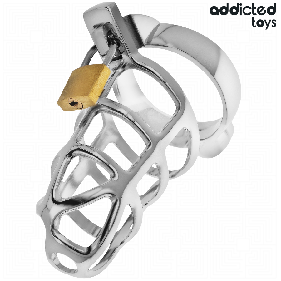 ADDICTED TOYS LOCKED - SILBERNES METALL PENIS KÄFIG GRÖSSE S