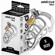 ADDICTED TOYS LOCKED - SILBERNES METALL PENIS KÄFIG GRÖSSE S