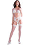 CHILIROSE - CR 4862 SET BH, STRUMPFHALTER, STRING UND WEISSE SPITZENSTRÜMPFE S