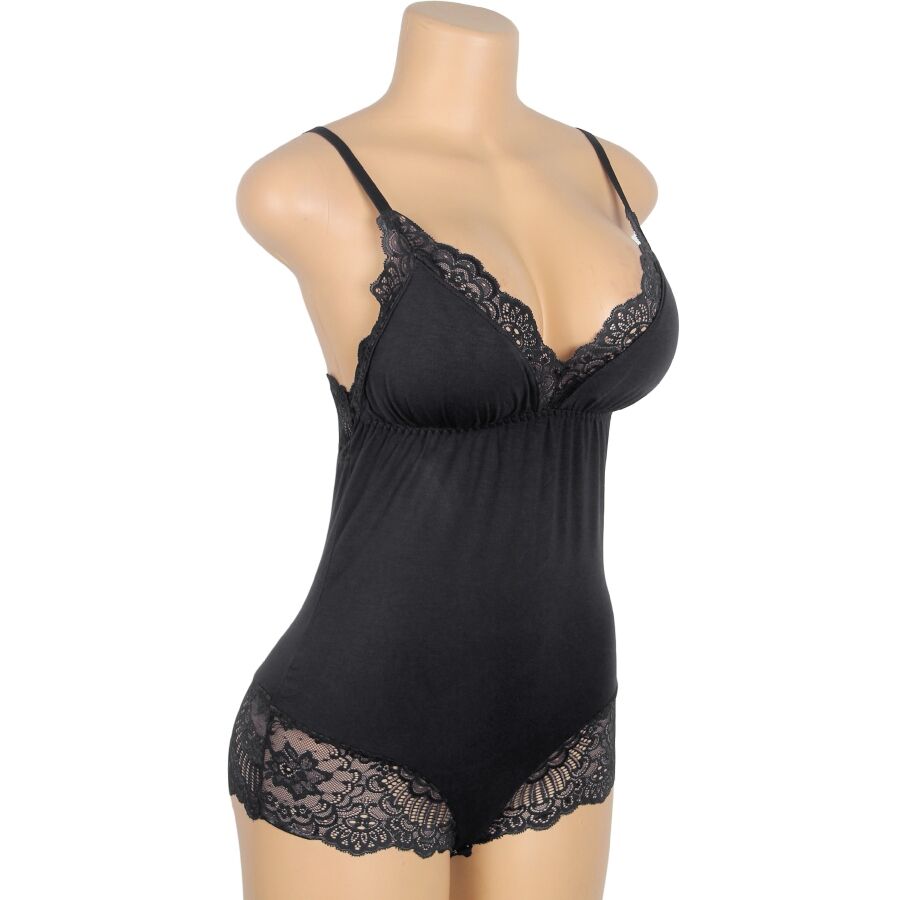 SUBBLIME - SCHWARZER TEDDY MIT BLUMENSPITZE S/M