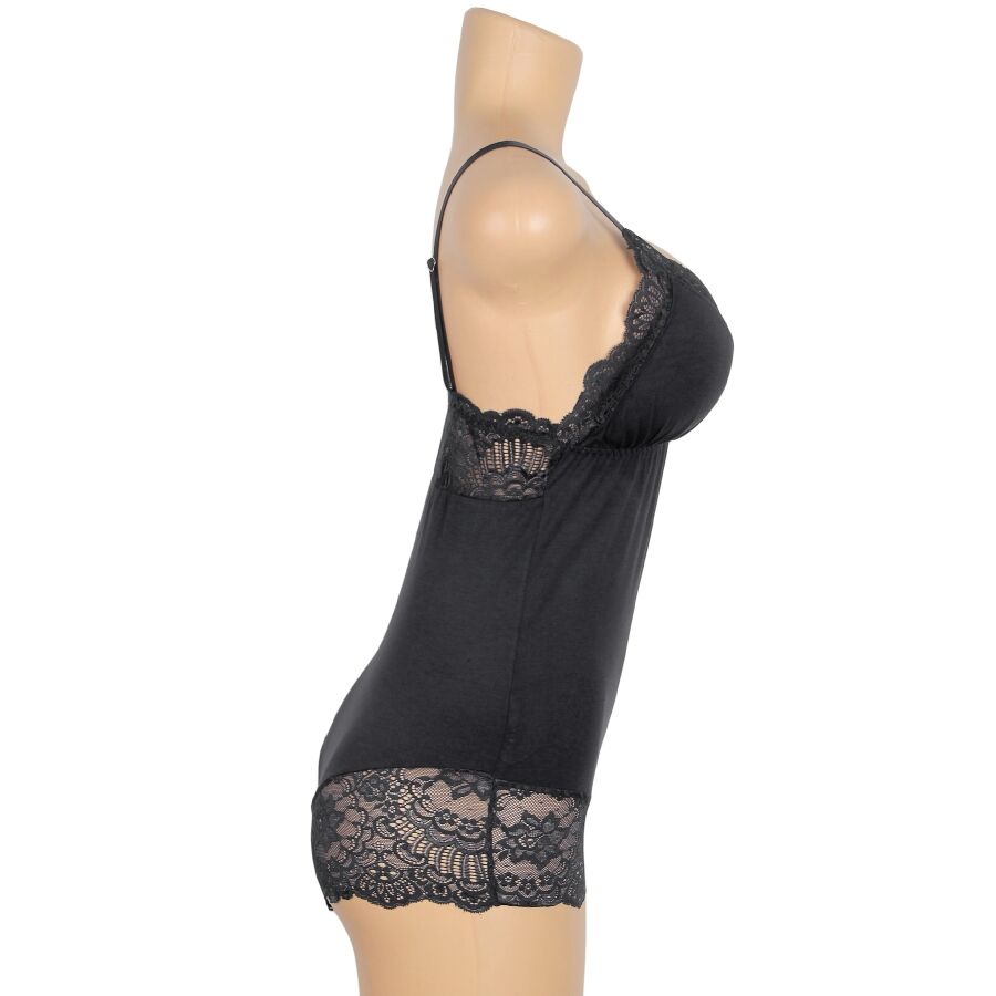 SUBBLIME - SCHWARZER TEDDY MIT BLUMENSPITZE S/M