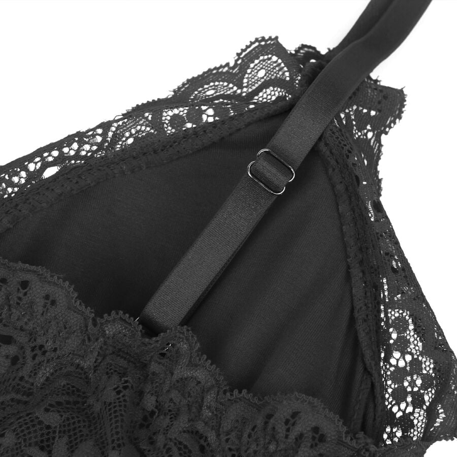 SUBBLIME - SCHWARZER TEDDY MIT BLUMENSPITZE S/M