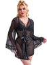 SUBBLIME - TRANSPARENT FABRIC ROBE WITH LACE DETAIL BLACK S/M