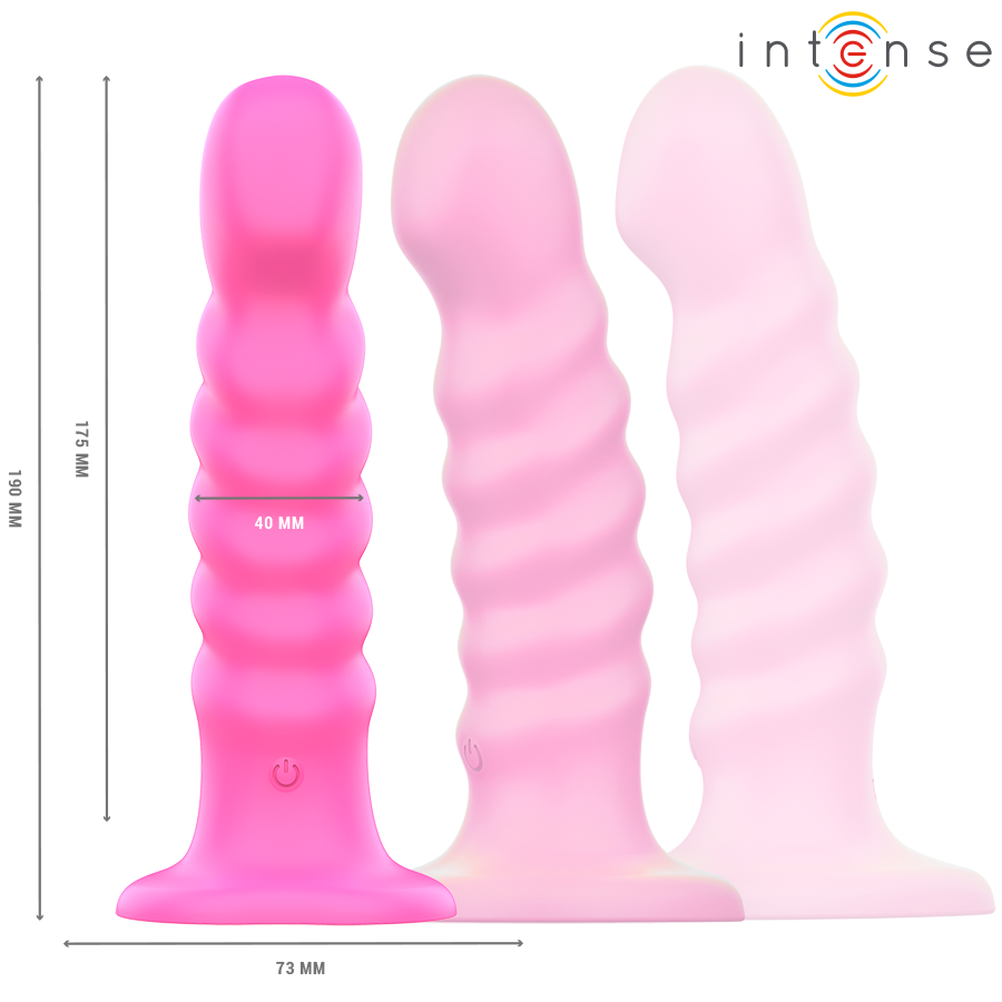 INTENSE - CINDY Sensory Device SIZE L SPIRAL DESIGN 10 VIBRATIONS PINK REMOTE CONTROL