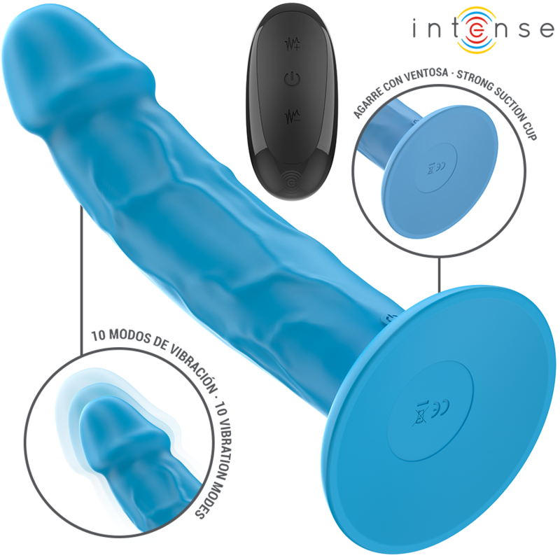 INTENSE - PHOEBE REALISTIC Sensory Device 10 VIBRATIONS BLUE REMOTE CONTROL