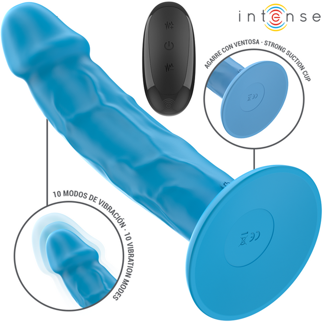 INTENSE - PHOEBE REALISTIC Sensory Device 10 VIBRATIONS BLUE REMOTE CONTROL