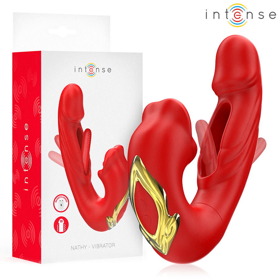 INTENSE - NATHY DOUBLE Sensory Device WITH MULTIFUNCTION STIMULATING MOUTH RED
