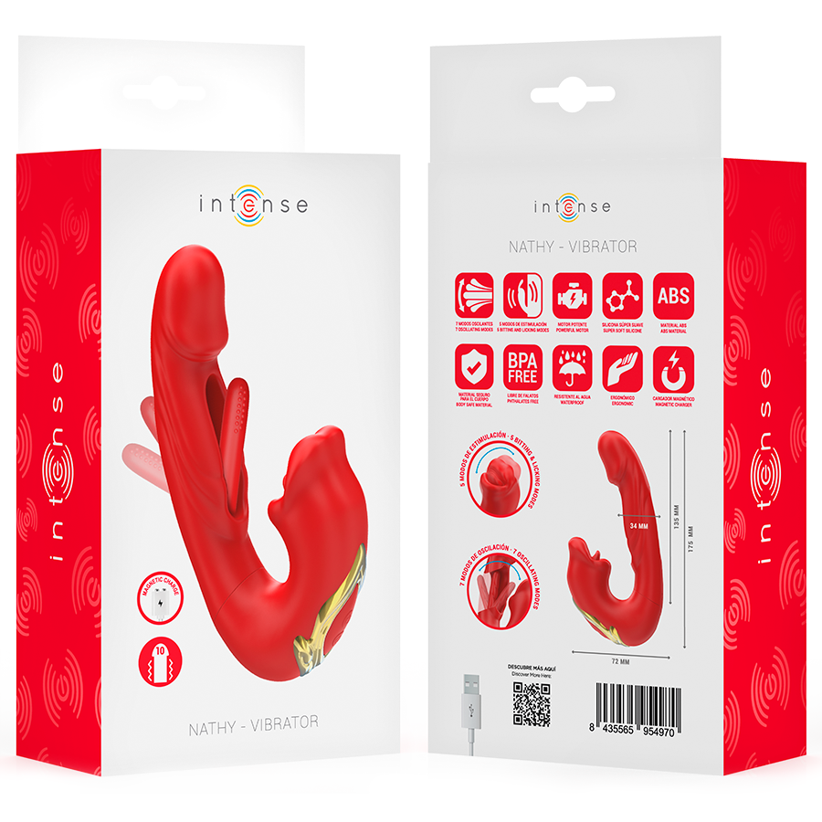 INTENSE - NATHY DOUBLE Sensory Device WITH MULTIFUNCTION STIMULATING MOUTH RED