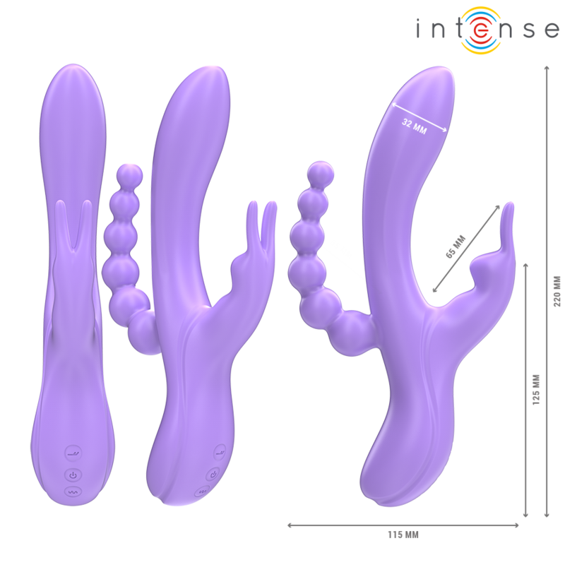 INTENSE – MIKO TRIPLE-Sinnesgerät HASE & STIMULATOR & ANAL 7 VIBRATIONEN LILA