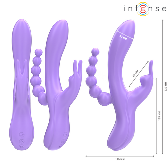 INTENSE - MIKO TRIPLE Sensory Device RABBIT & STIMULATOR & ANAL 7 VIBRATIONS PURPLE