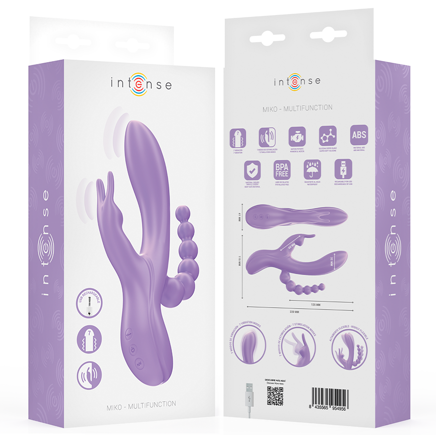 INTENSE – MIKO TRIPLE-Sinnesgerät HASE & STIMULATOR & ANAL 7 VIBRATIONEN LILA