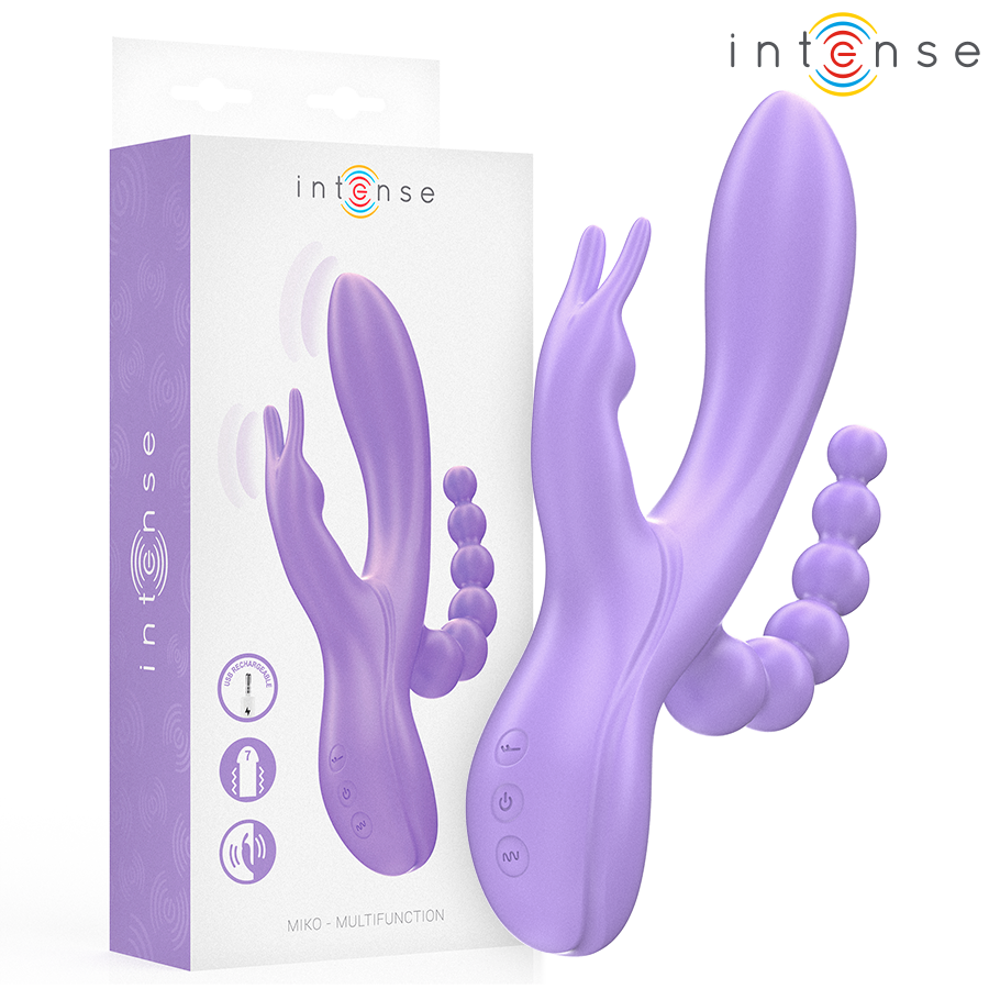 INTENSE – MIKO TRIPLE-Sinnesgerät HASE & STIMULATOR & ANAL 7 VIBRATIONEN LILA