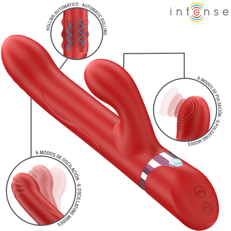 INTENSE - LELE MULTIFUNCTION Sensory Device ROTATING & OSCILLATION & STIMULATION RED